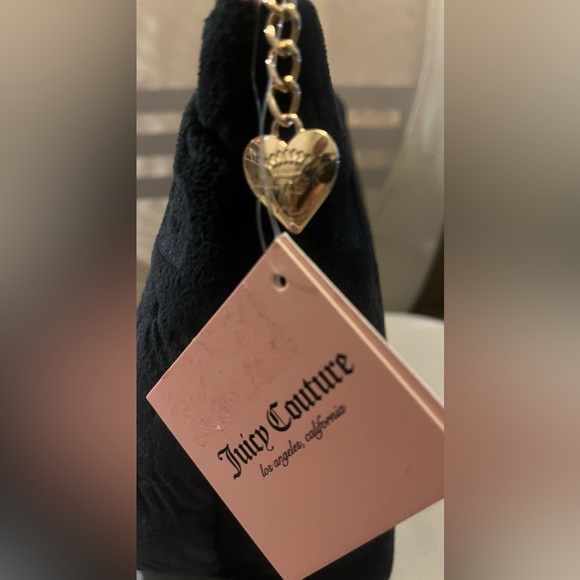 Juicy Couture Velour Black Embossed Cosmetic Bag Large New With Tags - Picture 4 of 8